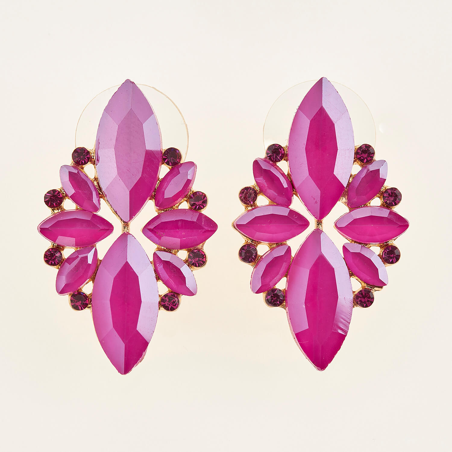 Sequoia Γυναικείο ατσάλινο Υποαλλεργικό σκουλαρίκι με πέτρες φούξια Sequoia Γυναικείο ατσάλινο Υποαλλεργικό σκουλαρίκι με πέτρες φούξια