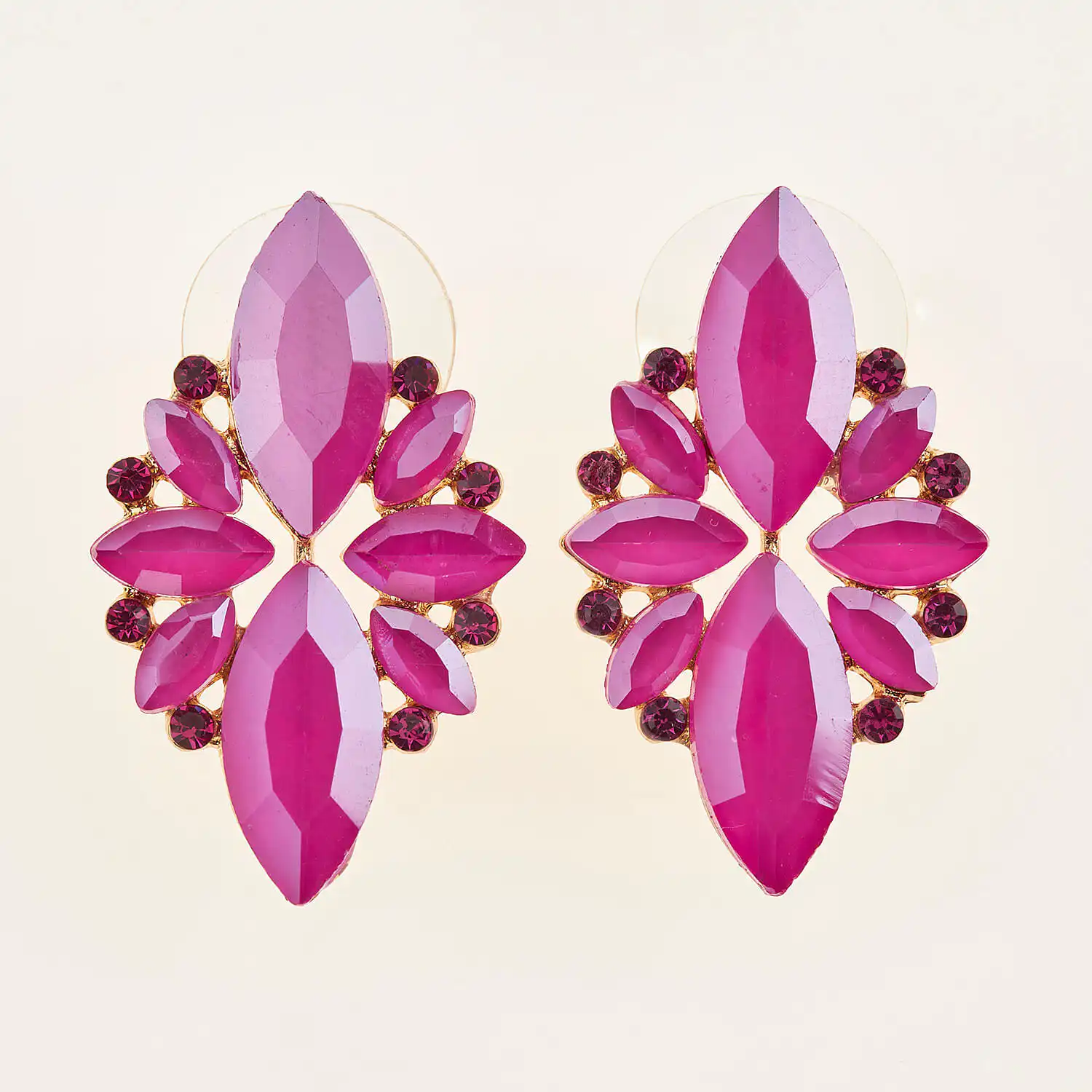 Sequoia Γυναικείο ατσάλινο Υποαλλεργικό σκουλαρίκι με πέτρες φούξια Sequoia Γυναικείο ατσάλινο Υποαλλεργικό σκουλαρίκι με πέτρες φούξια