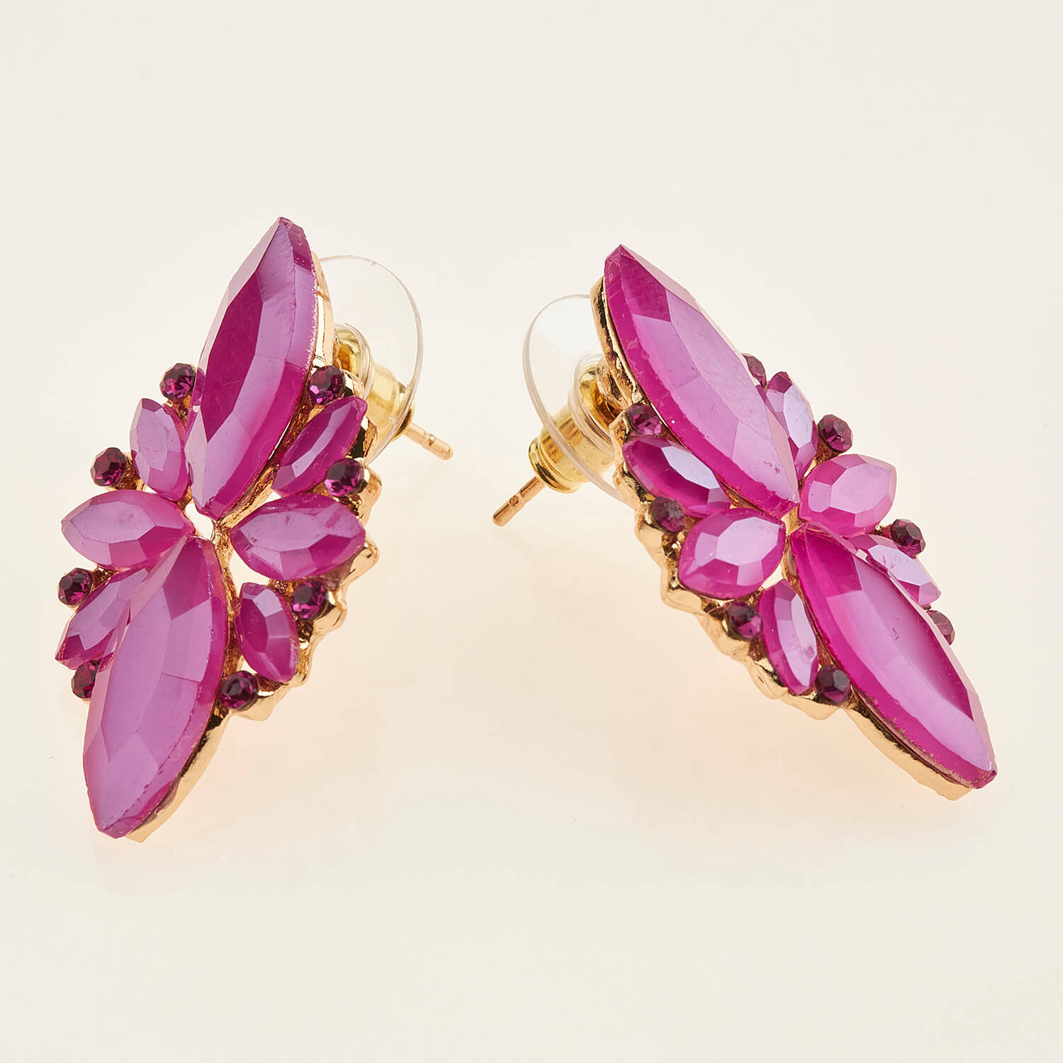 Sequoia Γυναικείο ατσάλινο Υποαλλεργικό σκουλαρίκι με πέτρες φούξια Sequoia Γυναικείο ατσάλινο Υποαλλεργικό σκουλαρίκι με πέτρες φούξια