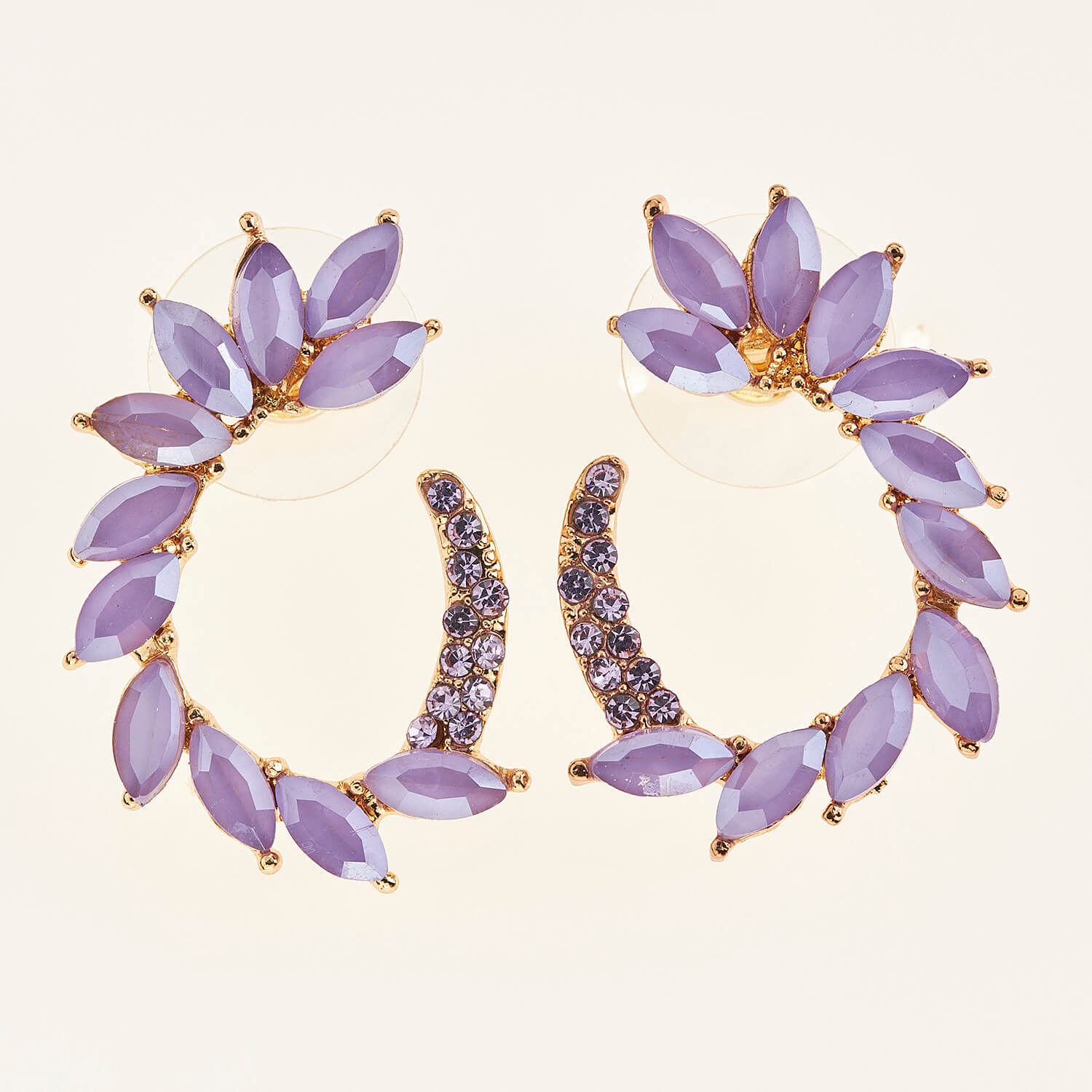 Sequoia Γυναικείο ατσάλινο Υποαλλεργικό σκουλαρίκι με πέτρες μωβ Sequoia Γυναικείο ατσάλινο Υποαλλεργικό σκουλαρίκι με πέτρες μωβ