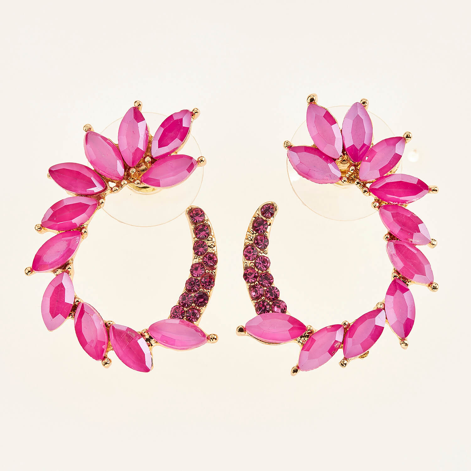 Sequoia Γυναικείο ατσάλινο Υποαλλεργικό σκουλαρίκι με πέτρες φούξια Sequoia Γυναικείο ατσάλινο Υποαλλεργικό σκουλαρίκι με πέτρες φούξια