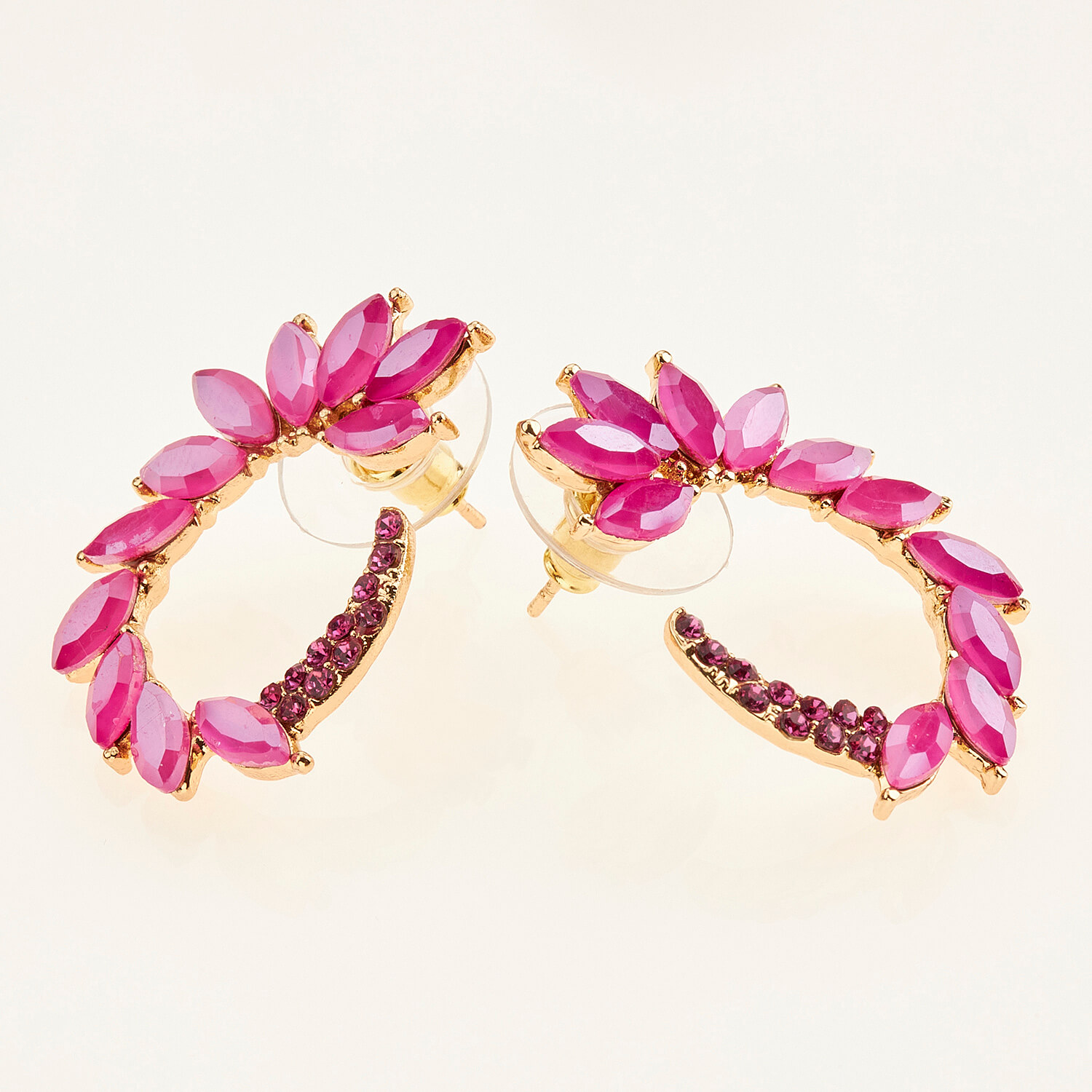 Sequoia Γυναικείο ατσάλινο Υποαλλεργικό σκουλαρίκι με πέτρες φούξια Sequoia Γυναικείο ατσάλινο Υποαλλεργικό σκουλαρίκι με πέτρες φούξια