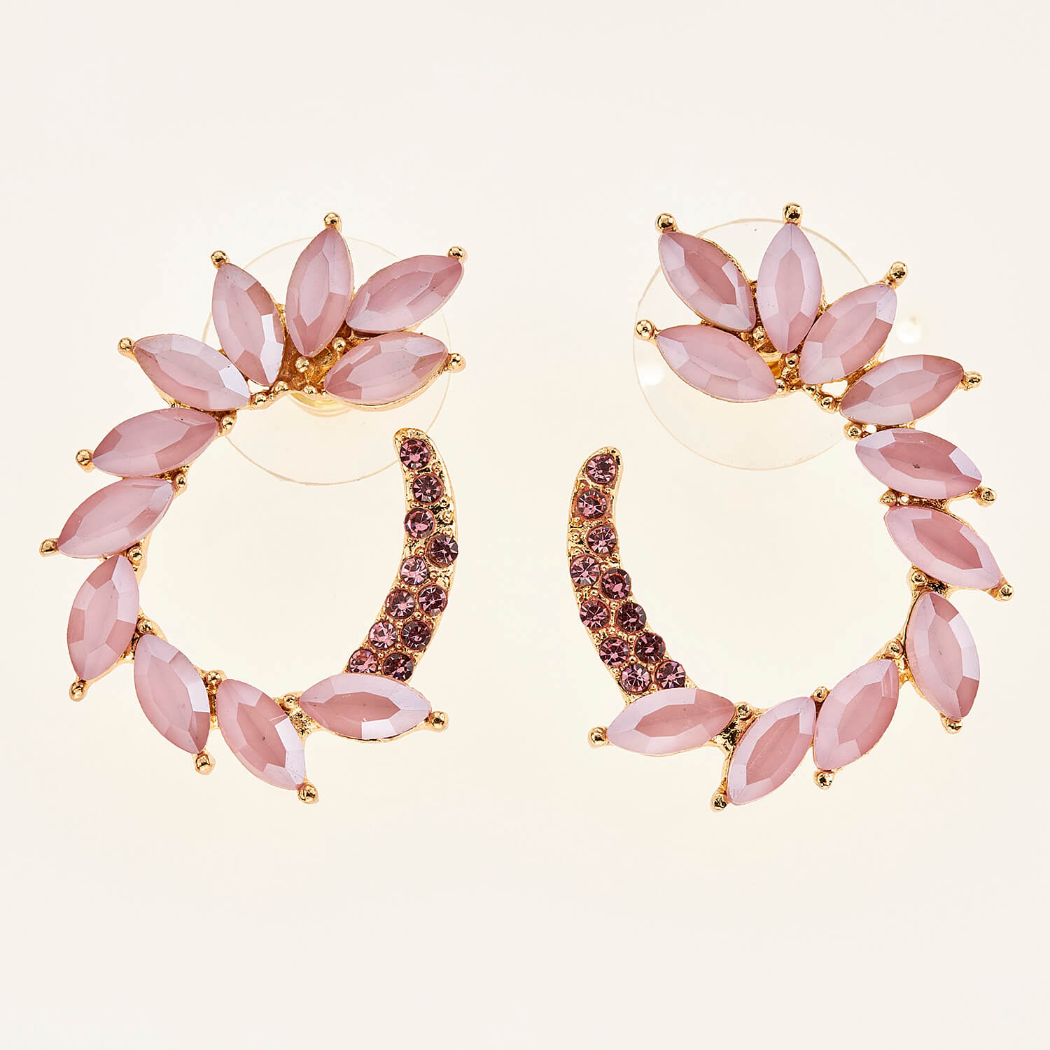 Sequoia Γυναικείο ατσάλινο Υποαλλεργικό σκουλαρίκι με πέτρες ροζ Sequoia Γυναικείο ατσάλινο Υποαλλεργικό σκουλαρίκι με πέτρες ροζ