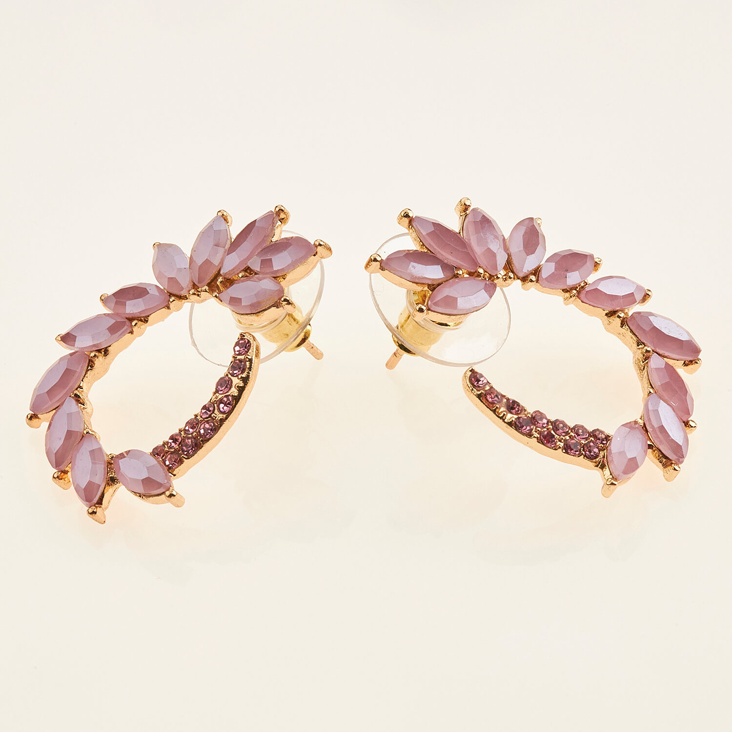 Sequoia Γυναικείο ατσάλινο Υποαλλεργικό σκουλαρίκι με πέτρες ροζ Sequoia Γυναικείο ατσάλινο Υποαλλεργικό σκουλαρίκι με πέτρες ροζ