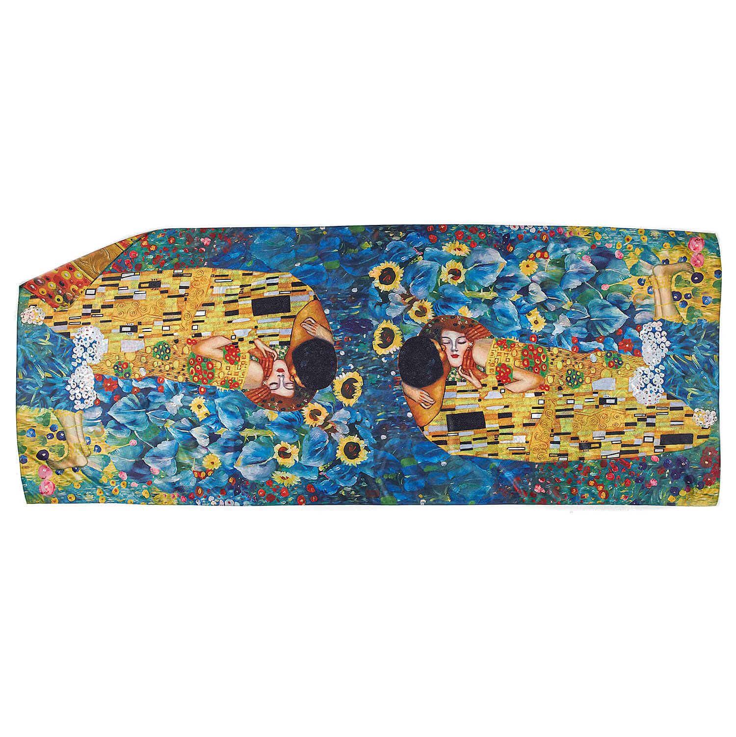 Sequoia Γυναίκεια εσάρπα διπλής όψης  με digital print The Kiss, Close-Up by Gustav Klimt