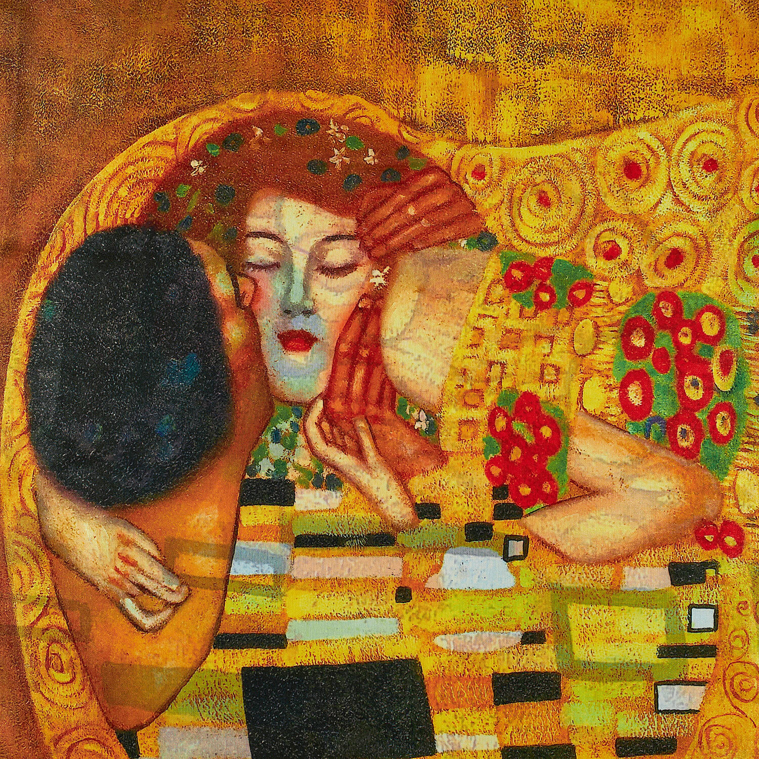 Sequoia Γυναίκεια εσάρπα διπλής όψης με digital print The Kiss by Gustav Klimt Sequoia Γυναίκεια εσάρπα διπλής όψης με digital print The Kiss by Gustav Klimt