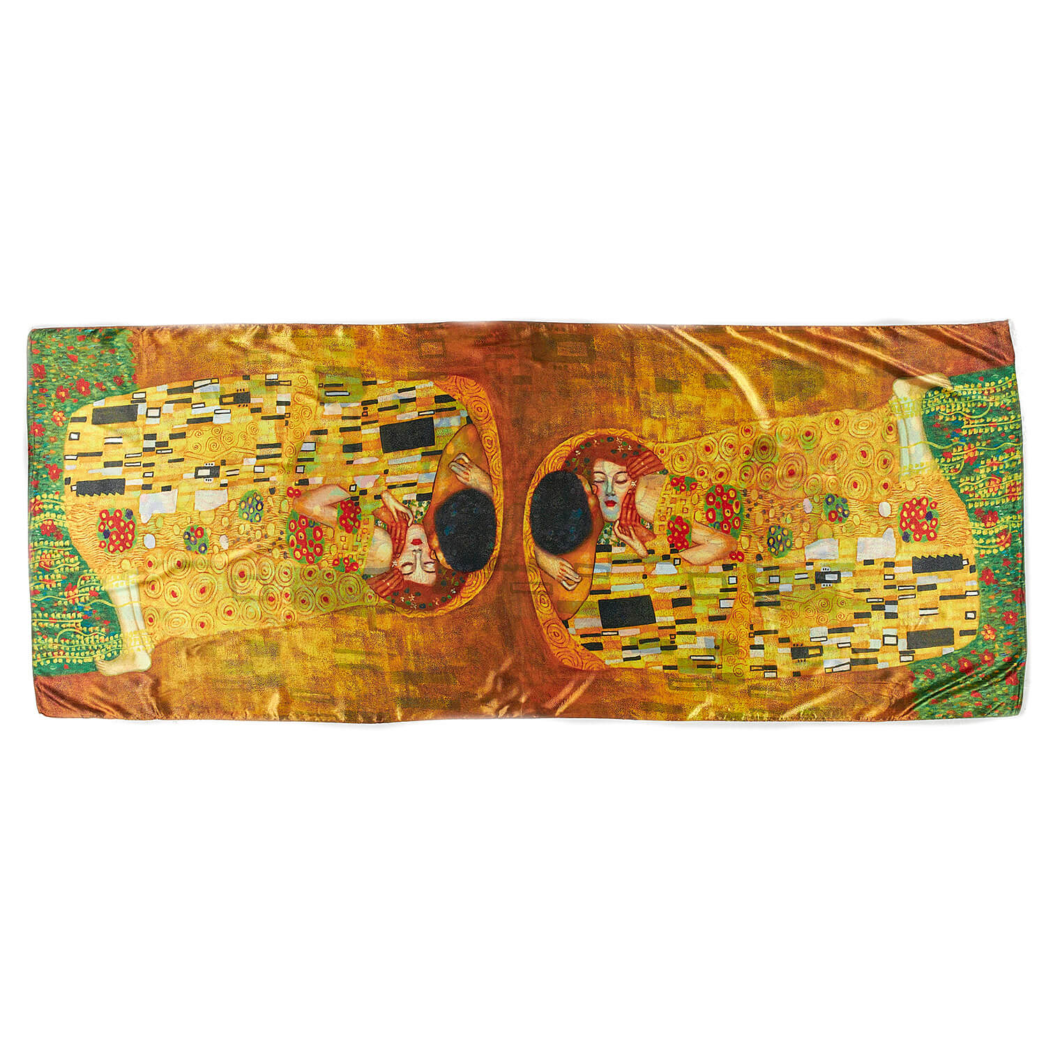 Sequoia Γυναίκεια εσάρπα διπλής όψης  με digital print The Kiss by Gustav Klimt