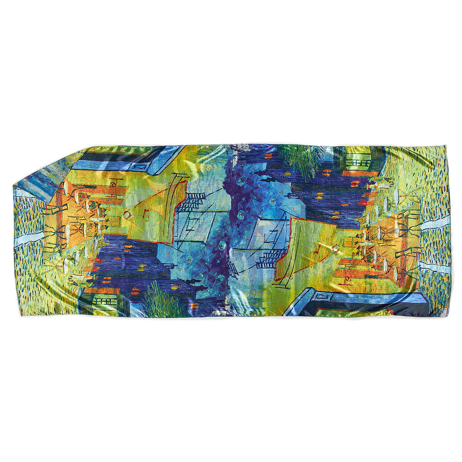 Sequoia Γυναίκεια εσάρπα διπλής όψης  με digital print Café Terrace at Night by Vincent Van Gogh