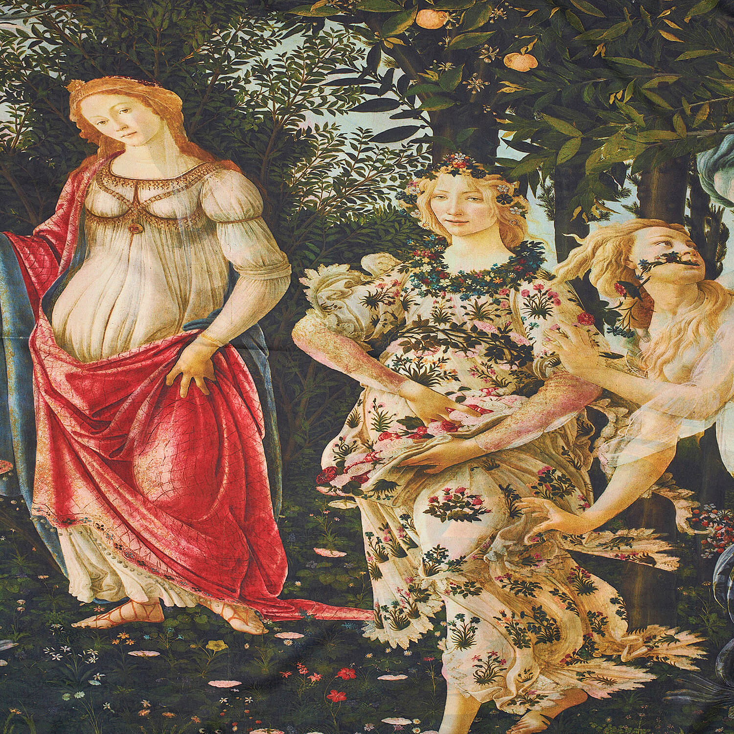 Sequoia Γυναίκεια εσάρπα διπλής όψης με digital print Spring By Botticelli Sequoia Γυναίκεια εσάρπα διπλής όψης με digital print Spring By Botticelli
