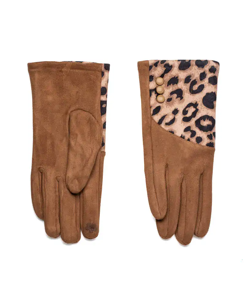 Sequoia Γυναικεία Γάντια με Λεοπάρ 02-1002 Πούρου