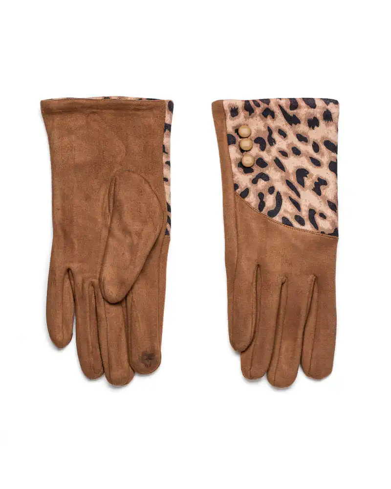 Sequoia Γυναικεία Γάντια με Λεοπάρ 02-1002 Πούρου