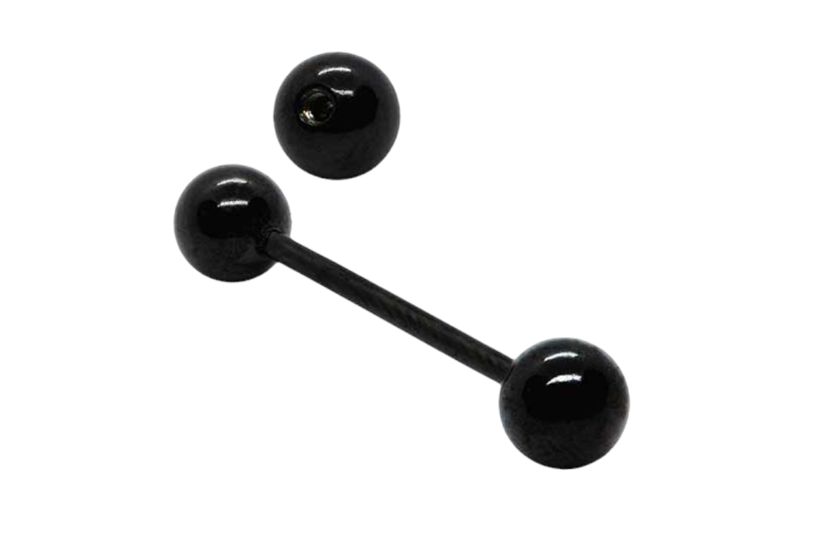 Σκουλαρίκι piercing γλώσσας Stainless Steel μαύρη (1.6 mm)