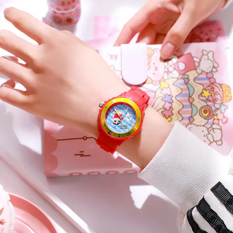 Παιδικό Αδιάβροχο Ρολόι με κινούμενα σχέδια AG-040 κόκκινο