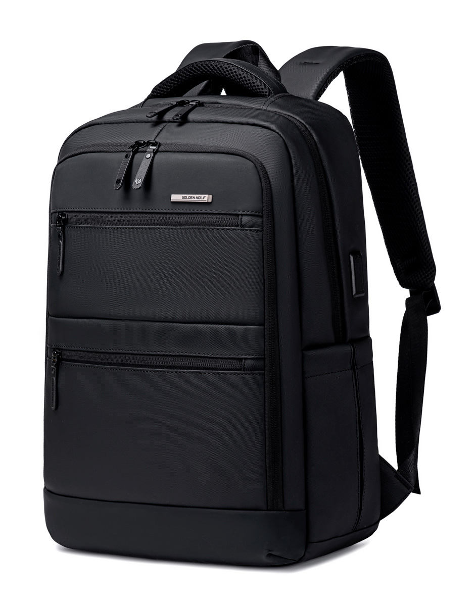 GOLDEN WOLF τσάντα πλάτης GB00707 με θήκη laptop 15.6", 21L, μαύρη