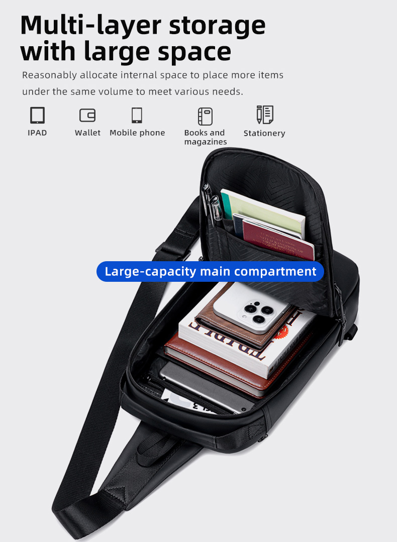 GOLDEN WOLF τσάντα Crossbody GXB00725, 4L, μαύρη