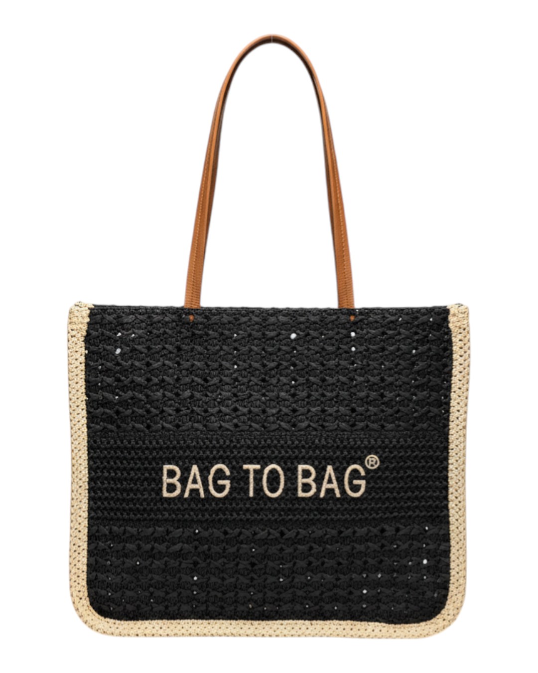Ψάθινη τσάντα ώμου XY-2627 – Μαύρο