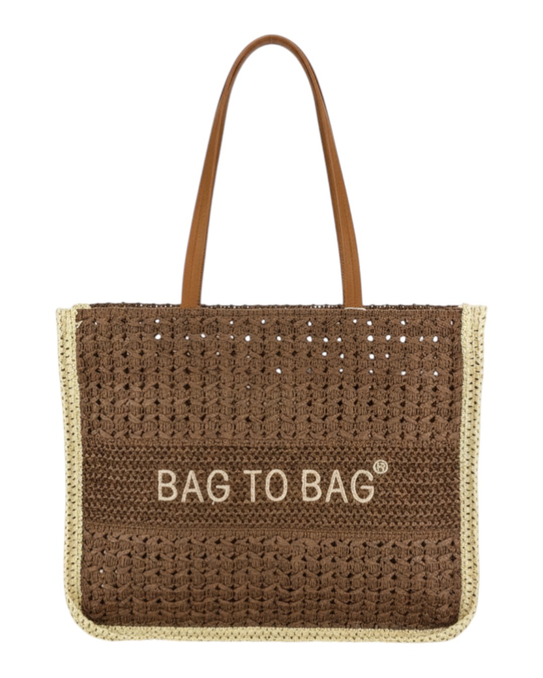 Ψάθινη τσάντα ώμου XY-2627 – Καφέ