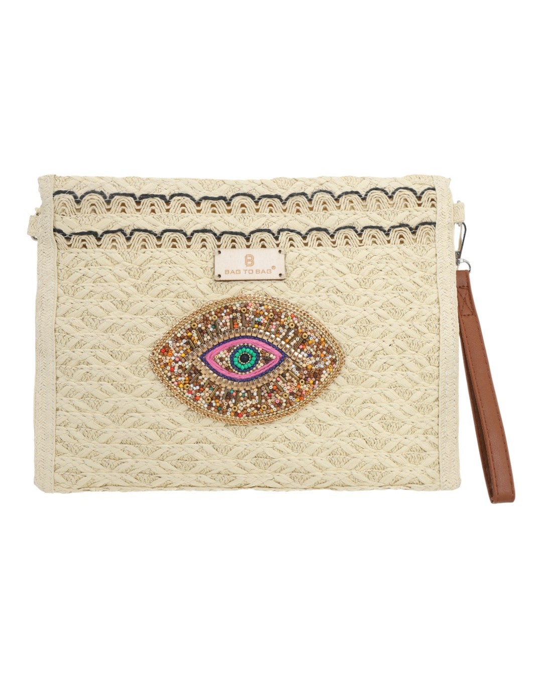 Ψάθινη τσάντα χειρός CN26010 – Μπέζ