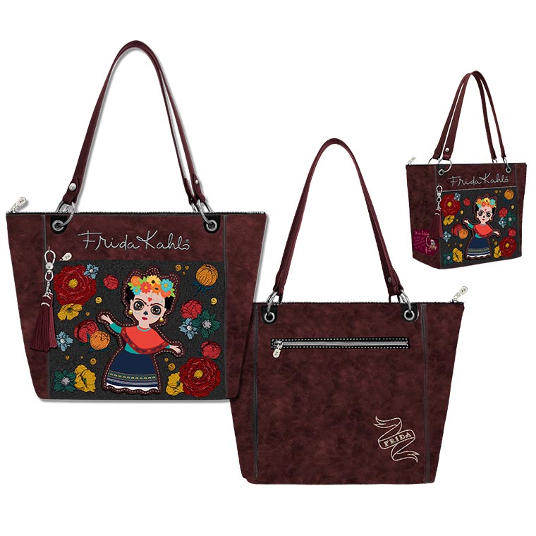 Γυναικεία Τσάντα ώμου Frida Kahlo “DOLL” Μπορντό-K4801 Γυναικεία Τσάντα ώμου Frida Kahlo “DOLL” Μπορντό-K4801