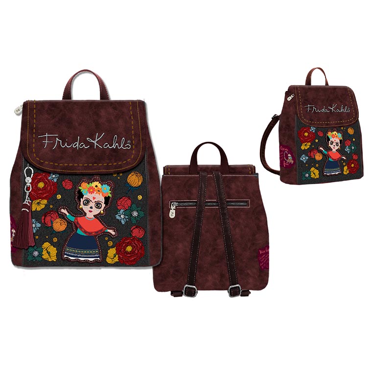 Γυναικείο Σακίδιο Πλάτης Frida Kahlo “DOLL” Μπορντό- K4803 Γυναικείο Σακίδιο Πλάτης Frida Kahlo “DOLL” Μπορντό- K4803