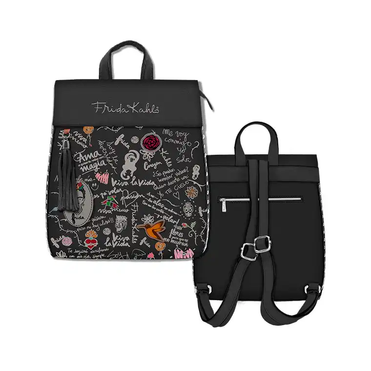 Γυναικείο Σακίδιο Πλάτης Frida Kahlo “GRAFITTI” Μαύρο-K4815 Γυναικείο Σακίδιο Πλάτης Frida Kahlo “GRAFITTI” Μαύρο-K4815
