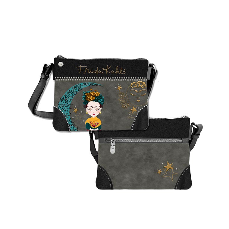 Γυναικείο Τσαντάκι χιαστί Frida Kahlo “MOON” Μαύρο -K4820