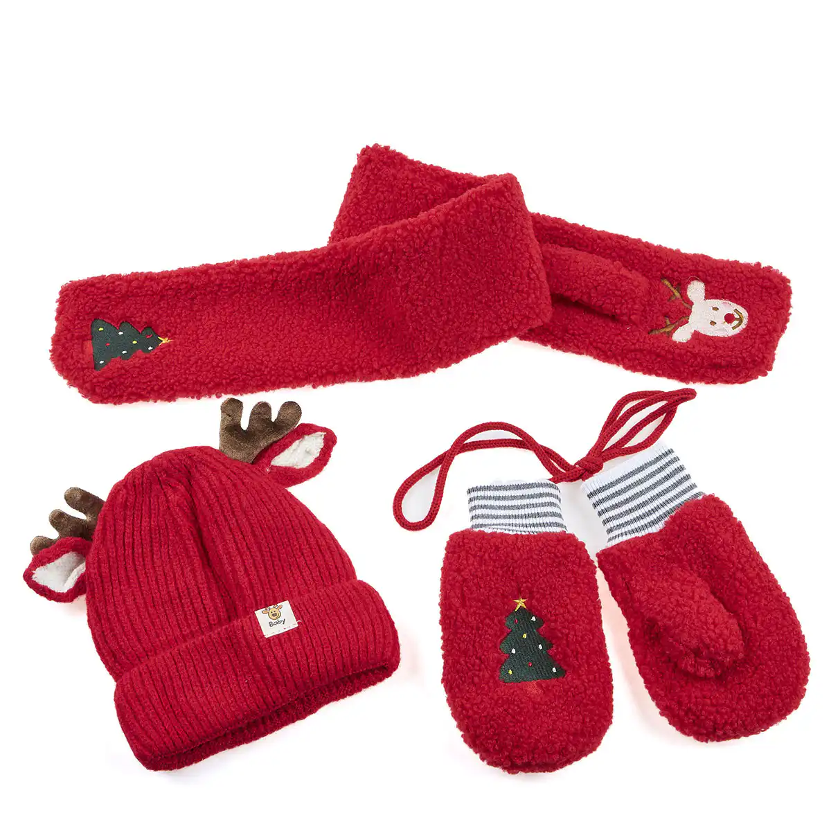 Χριστουγεννιάτικο παιδικό σετ σκουφί-κασκόλ-γάντια LH-1 κόκκινο Χριστουγεννιάτικο παιδικό σετ σκουφί-κασκόλ-γάντια LH-1 κόκκινο
