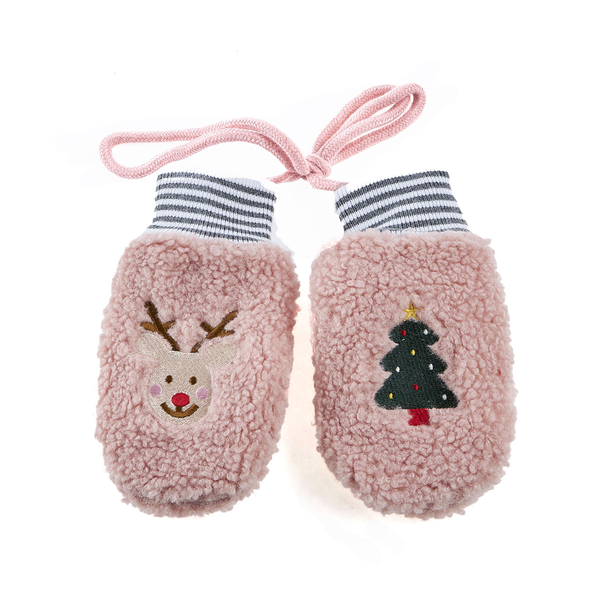 Χριστουγεννιάτικο παιδικό σετ σκουφί-κασκόλ-γάντια LH-1 ροζ