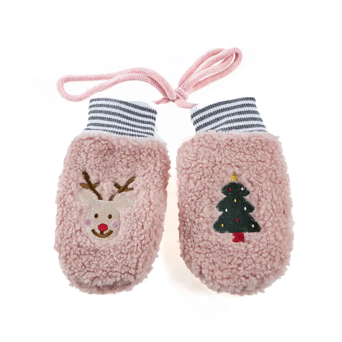 Χριστουγεννιάτικο παιδικό σετ σκουφί-κασκόλ-γάντια LH-1 ροζ