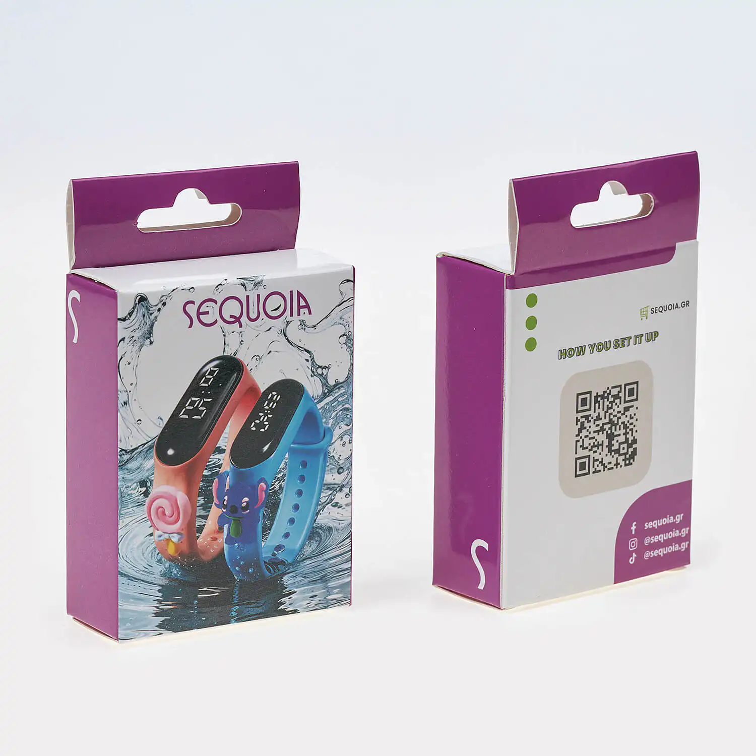 Sequoia Αδιάβροχο Ρολόι LED με Λουράκι Καουτσούκ και Σχέδιο AG-134 ροζ