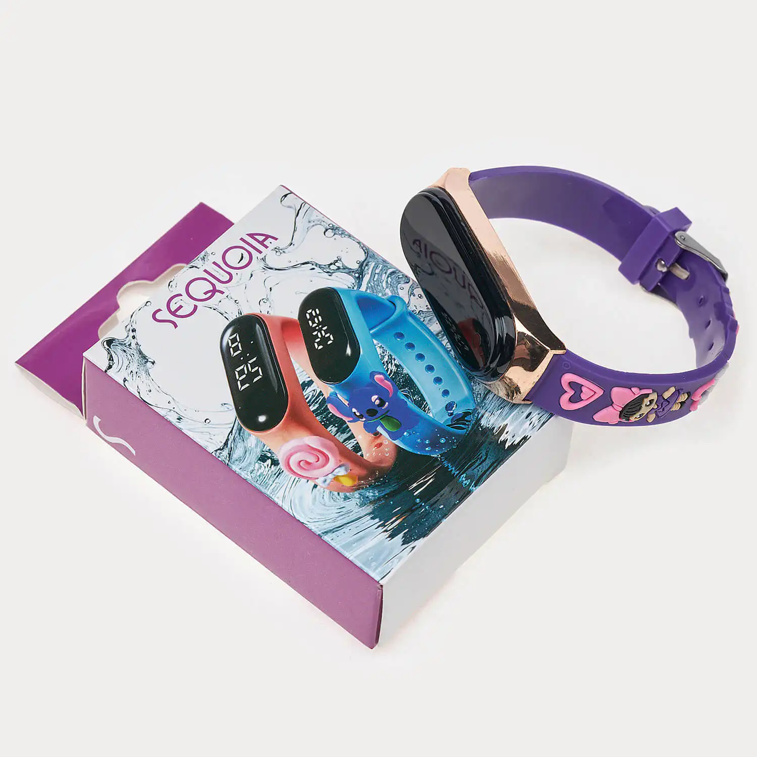 Sequoia Αδιάβροχο Ρολόι LED με Λουράκι Καουτσούκ και Σχέδιο AG-134 ροζ