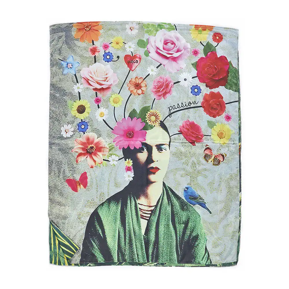 Sequoia Γυναίκειο τετράγωνο μαντήλι Frida Kalho με λουλούδια seq-06-01 70x70cm