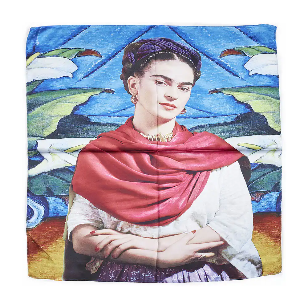 Sequoia Γυναίκειο τετράγωνο μαντήλι Frida Kalho με λουλούδια seq-06-05 70x70cm