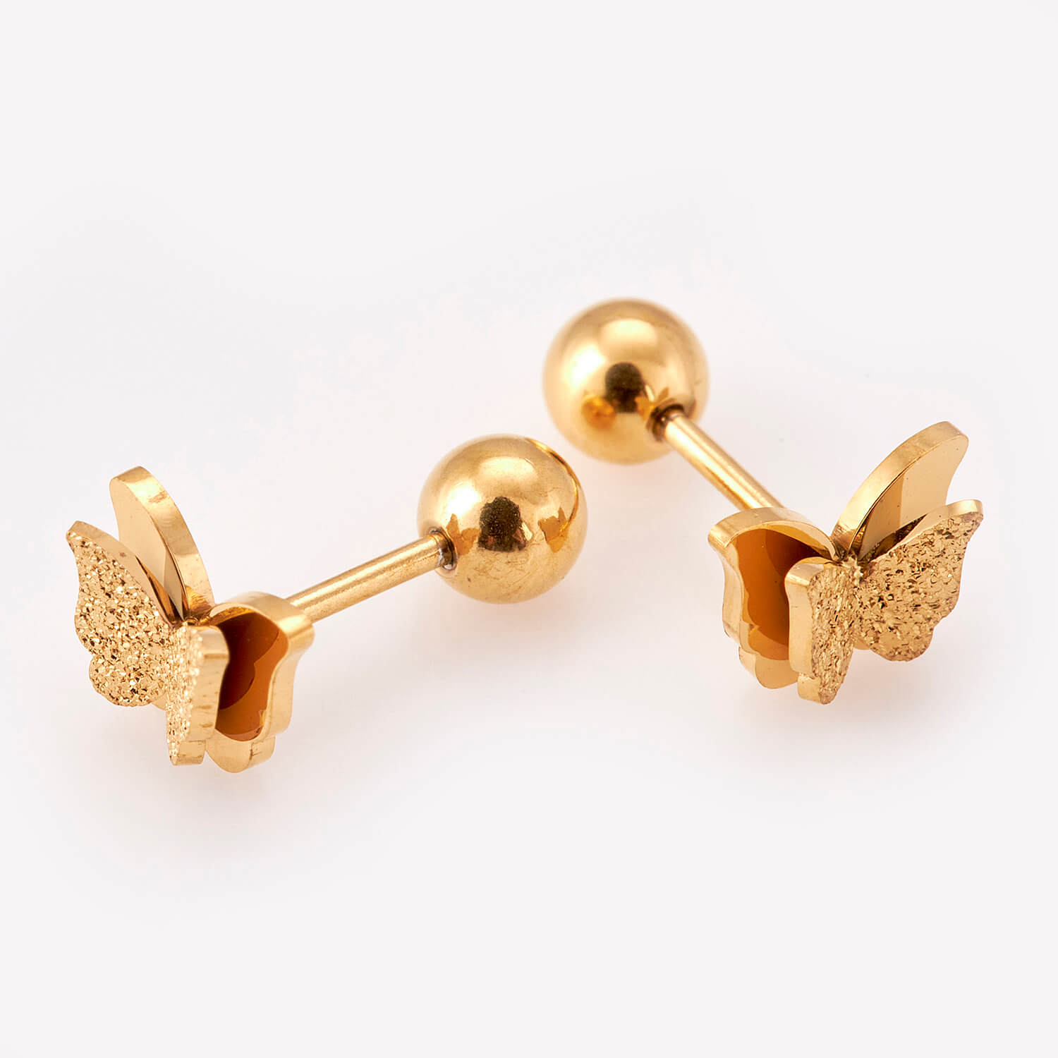 Sequoia Παιδικό Υποαλλεργικό Επιχρυσωμένο Ατσάλινο Σκουλαρίκι Πεταλούδα