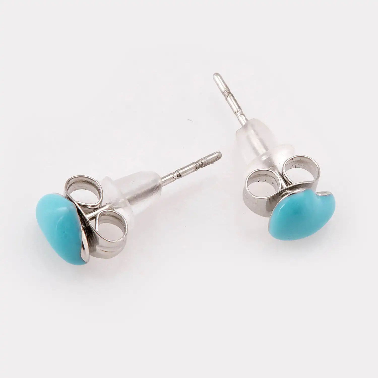 Sequoia Παιδικό Υποαλλεργικό Ατσάλινο Σκουλαρίκι σε σχήμα Καρδιά Γαλάζιο