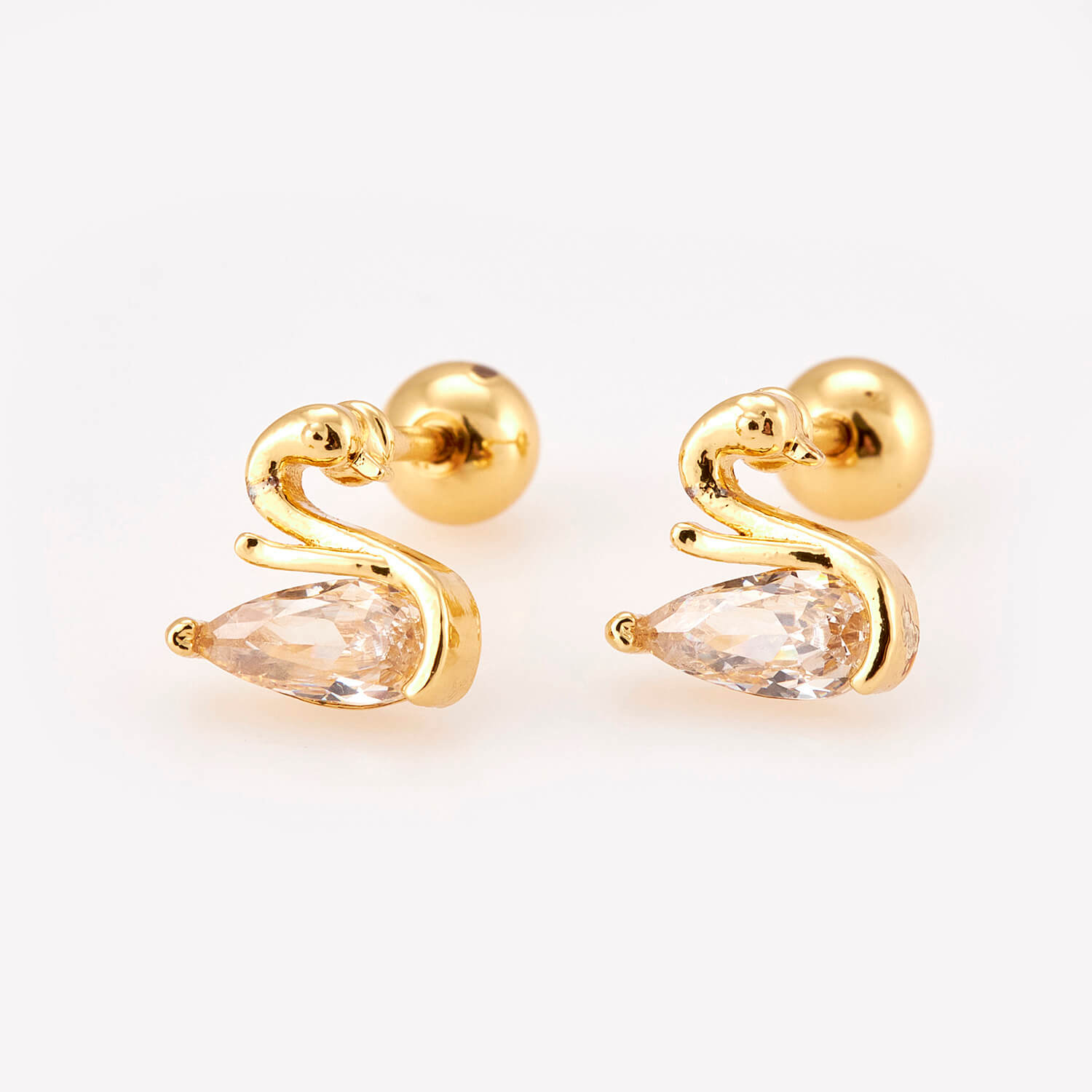 Sequoia Παιδικό Υποαλλεργικό Επιχρυσωμένο Ατσάλινο Σκουλαρίκι Κύκνος