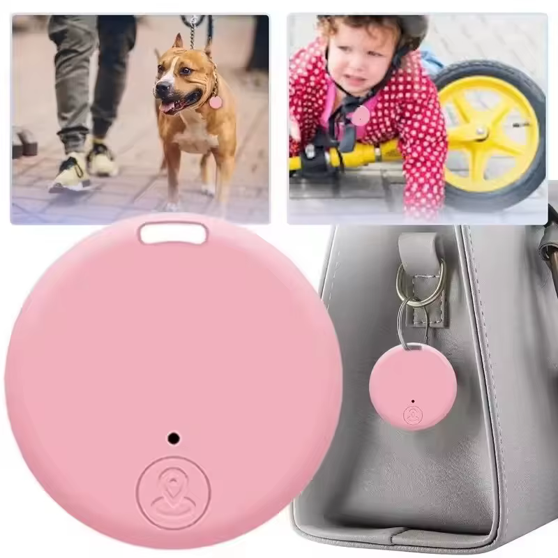 Mini Round Smart bluetooth GPS Tracker Για κατοικίδια, παιδιά, ηλικιωμένους, αποσκευές & πολύτιμα αντικείμενα pink