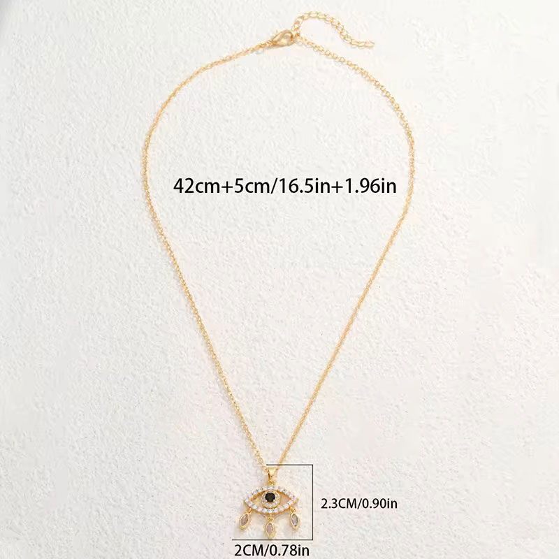 Sequoia Γυναικείο ατσάλινο επιχρυσωμένο Κολιέ με Ματάκι και στρας NC-0032G μαύρο