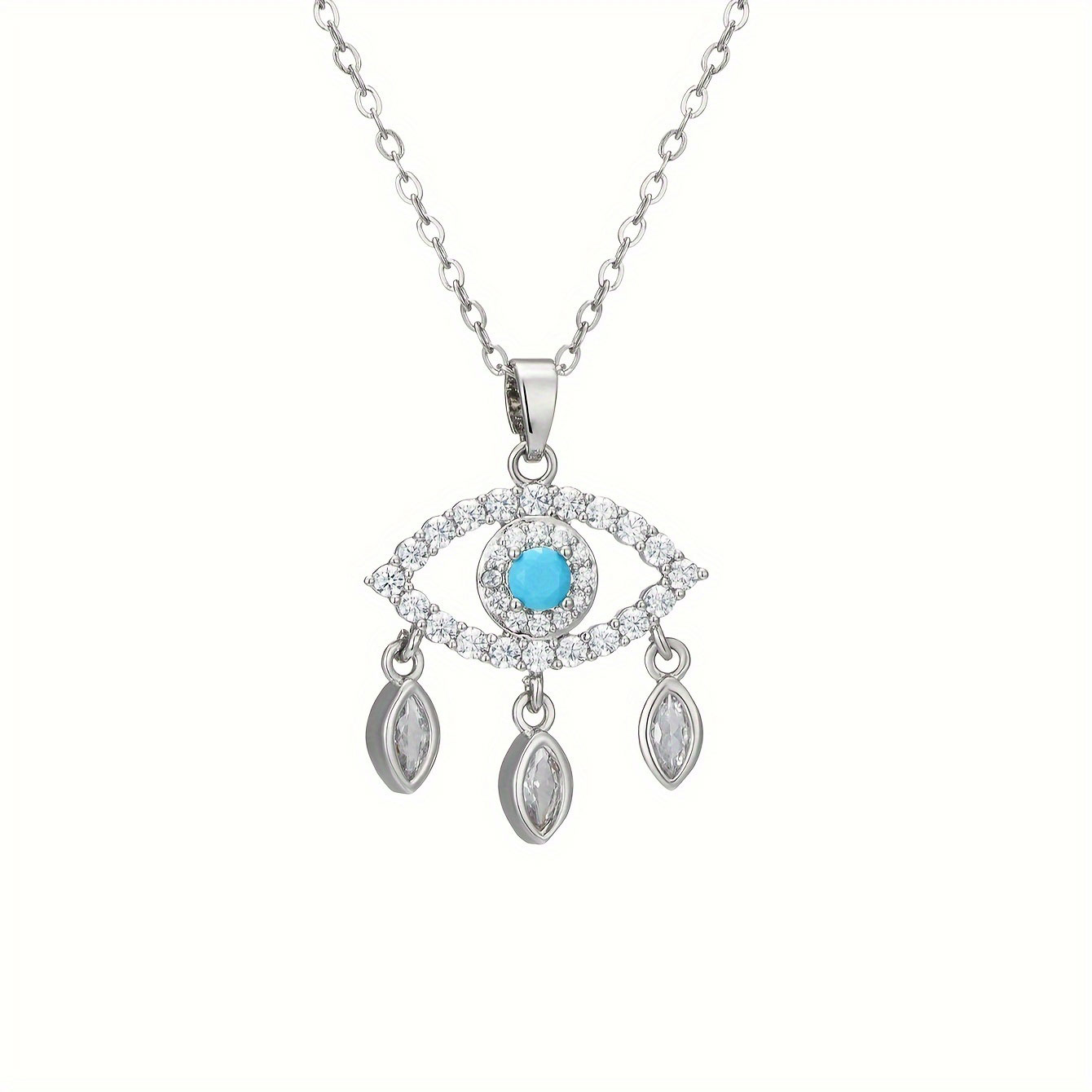 Sequoia Γυναικείο ατσάλινο Κολιέ με Ματάκι και στρας NC-0032S Τιρκουάζ