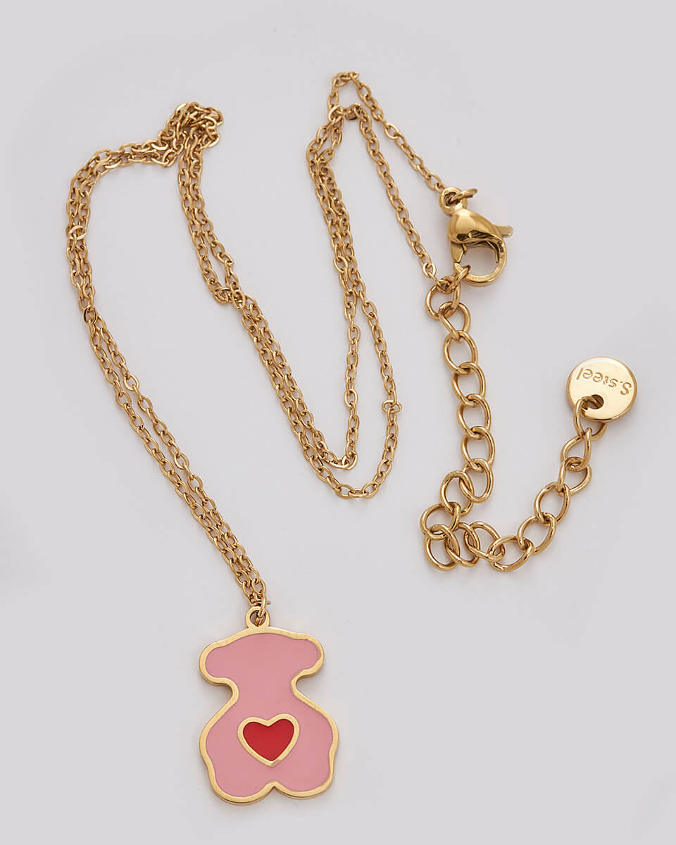 SEQUOIA ΑΤΣΑΛΙΝΟ ΠΑΙΔΙΚΟ ΚΟΛΙΕ ΡΟΖ ΑΡΚΟΥΔΑΚΙ ΜΕ ΚΟΚΚΙΝΗ ΚΑΡΔΟΥΛΑ