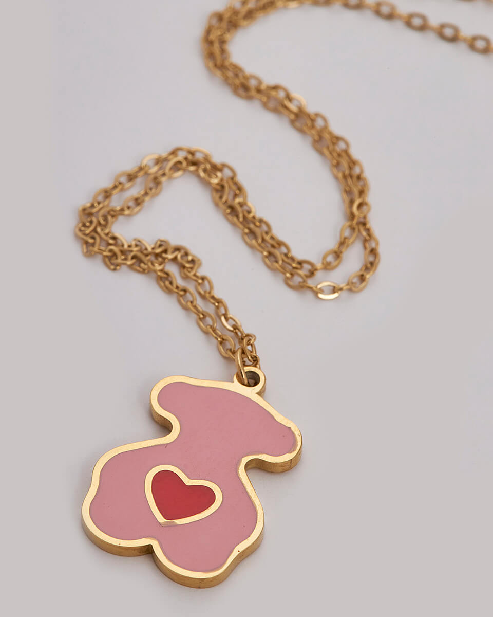 SEQUOIA ΑΤΣΑΛΙΝΟ ΠΑΙΔΙΚΟ ΚΟΛΙΕ ΡΟΖ ΑΡΚΟΥΔΑΚΙ ΜΕ ΚΟΚΚΙΝΗ ΚΑΡΔΟΥΛΑ