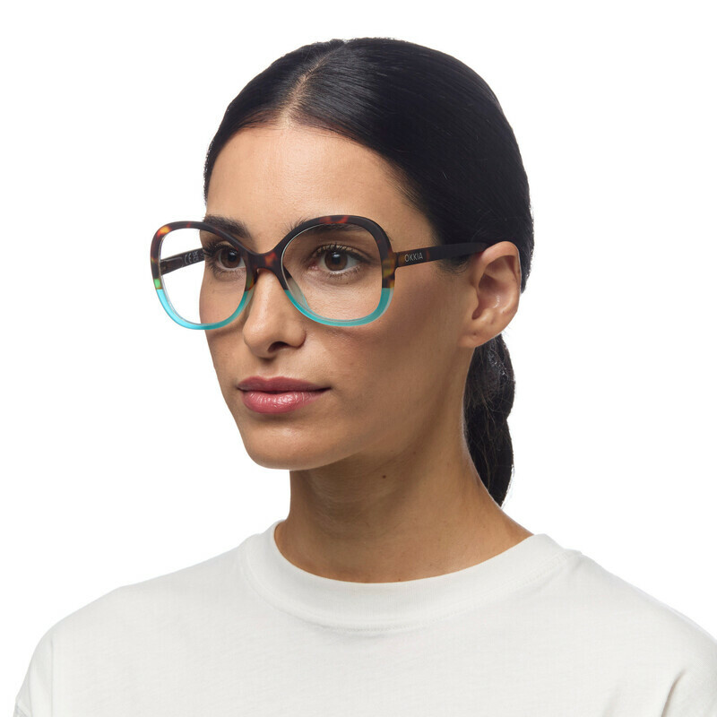 Okkia Bologna reading glasses Havana Blue