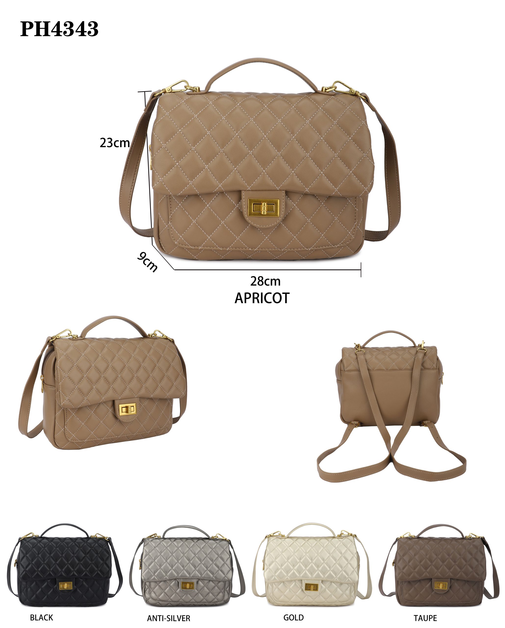 Γυναικεία Τσάντα Πλάτης Καπιτονέ Phil F PH4343 Μαύρο