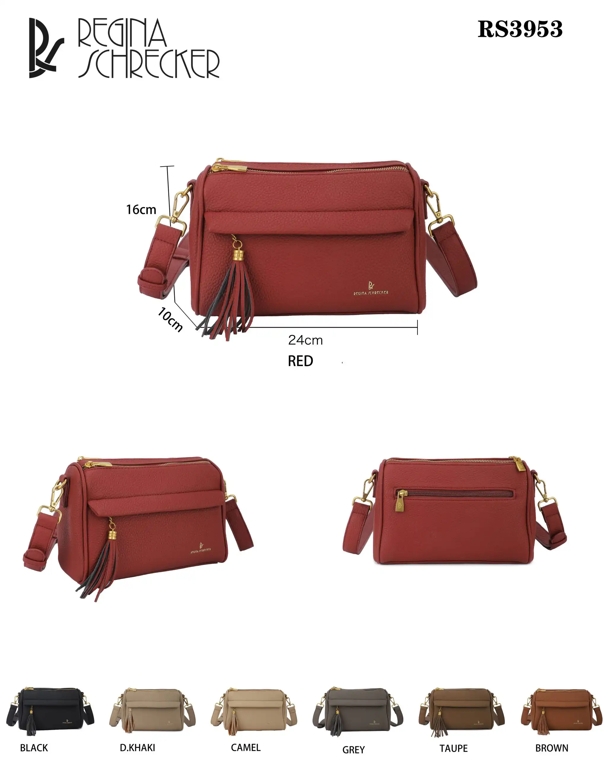 Γυναικεία Τσάντα Ώμου Χιαστί Regina Schrecker RS 3953 Γκρι