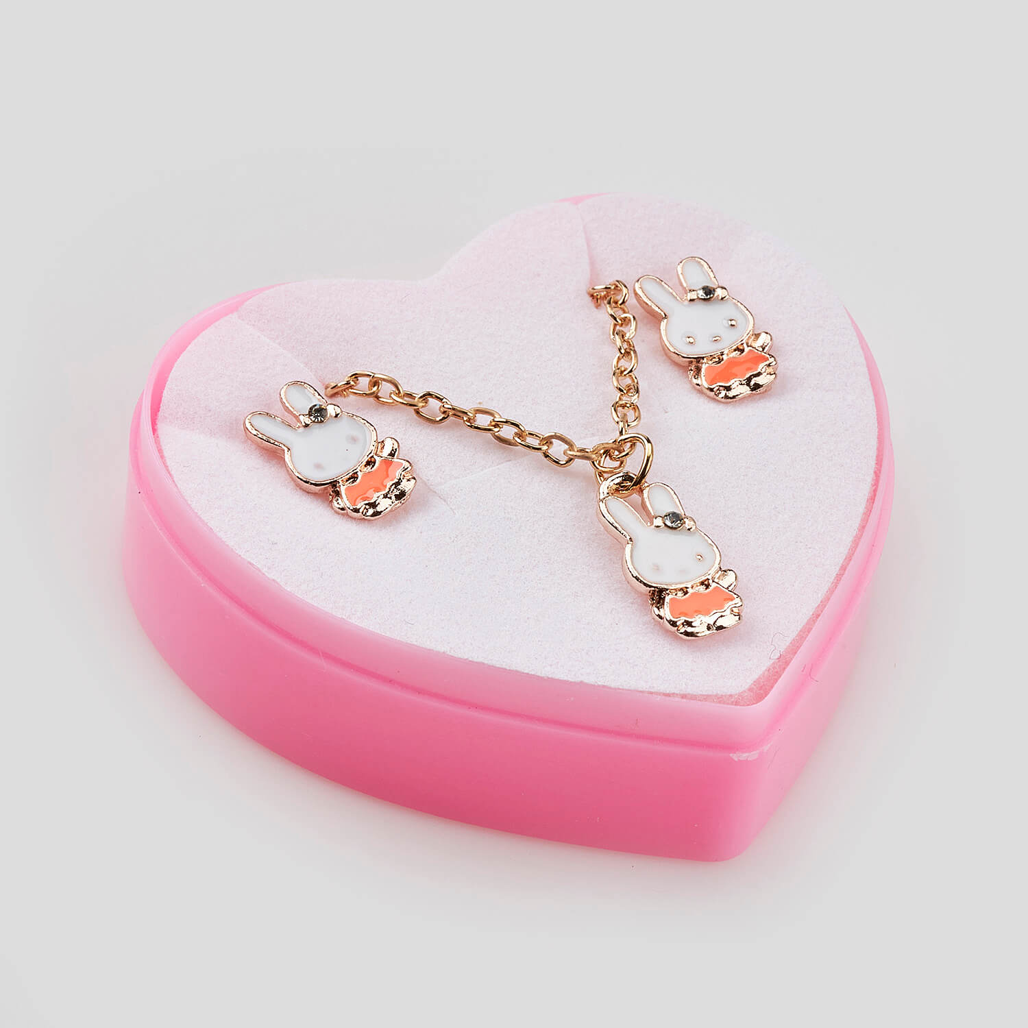 Sequoia Παιδικό Υποαλλεργικό Χάλκινο Set Σκουλαρίκι-Κολιέ Λαγουδάκι Πορτοκαλί