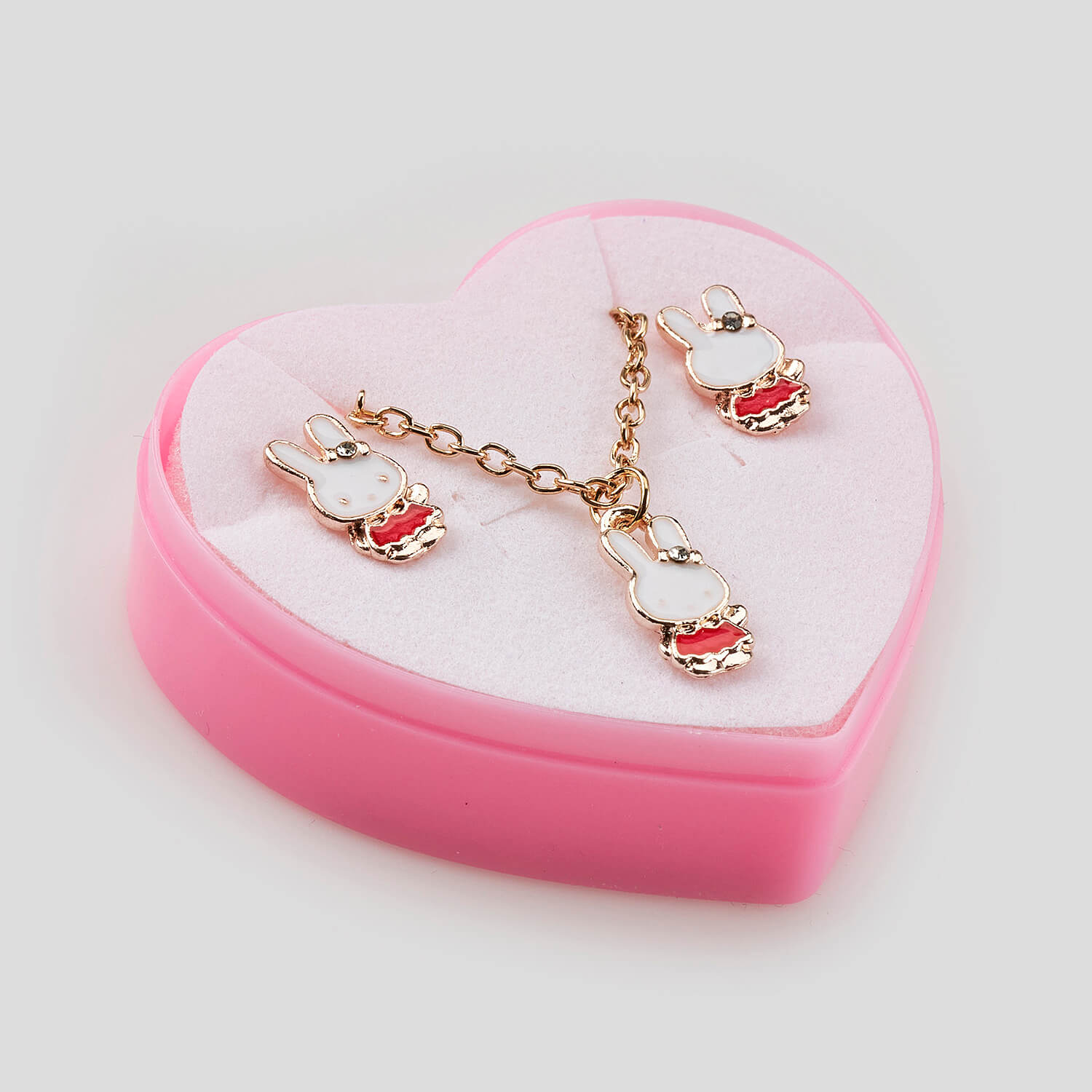 Sequoia Παιδικό Υποαλλεργικό Χαλκινο Set Σκουλαρίκι-Κολιέ Λαγουδάκι Κόκκινο