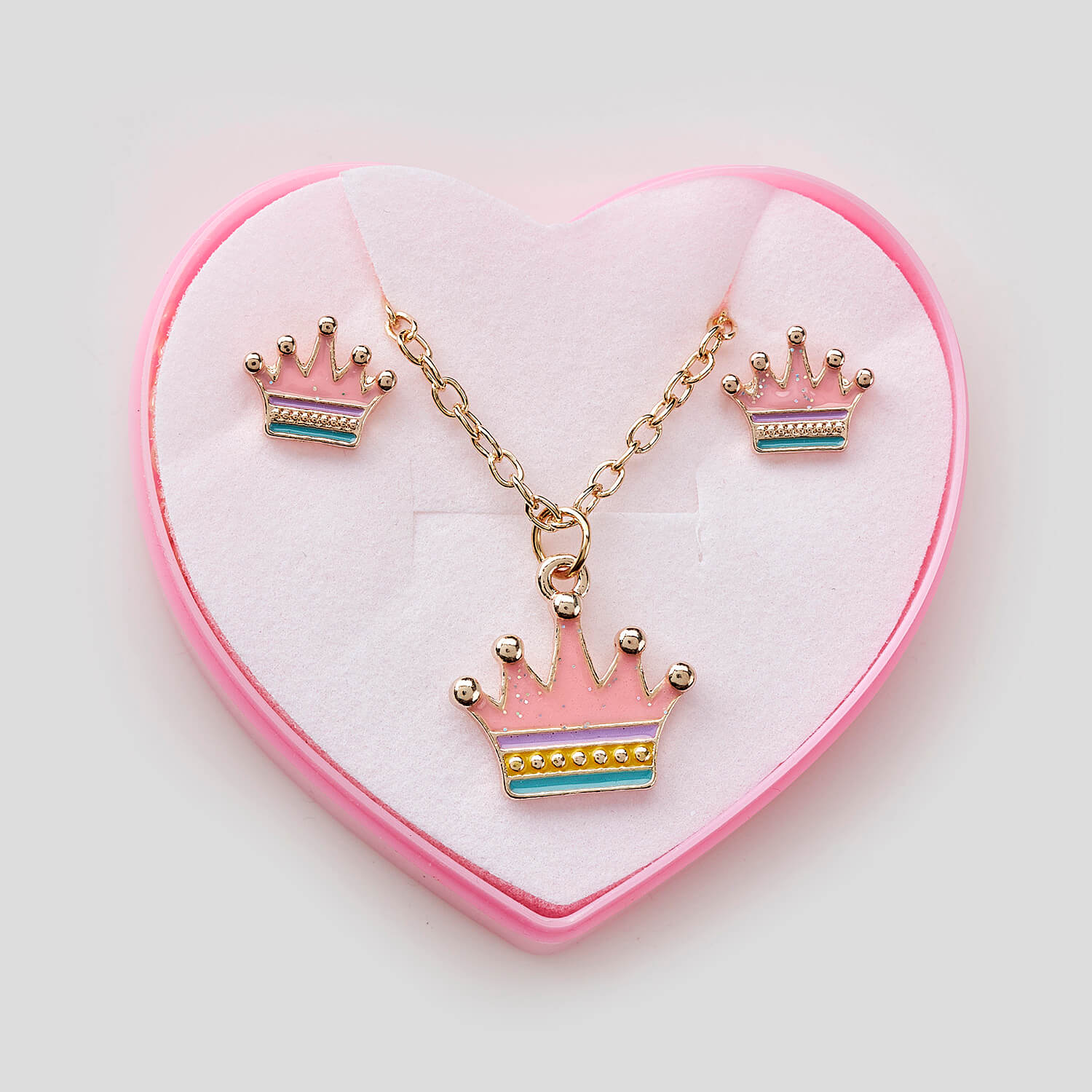 Sequoia Παιδικό Υποαλλεργικό Χάλκινο Set Σκουλαρίκι-Κολιέ Κορώνα