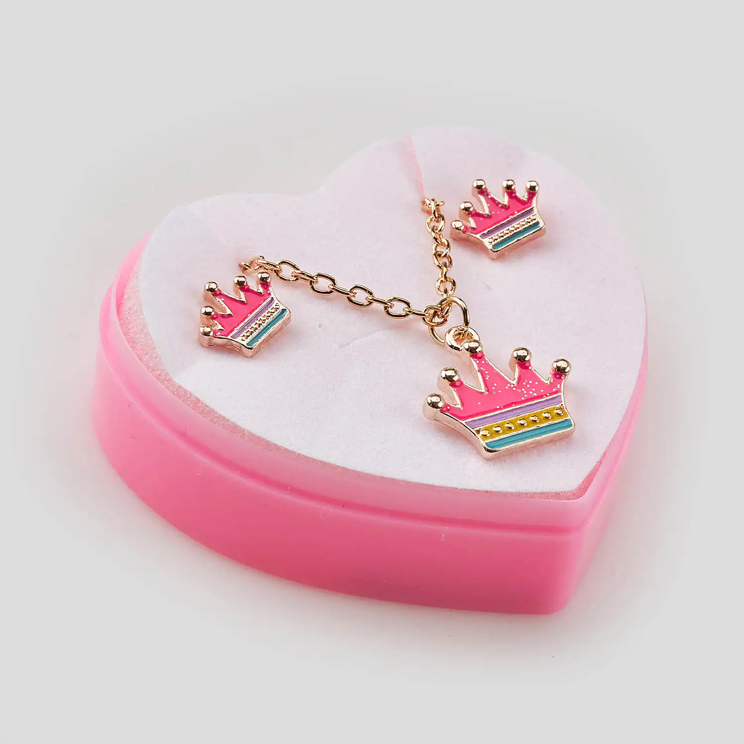 Sequoia Παιδικό Υποαλλεργικό Χάλκινο Set Σκουλαρίκι-Κολιέ Κορώνα