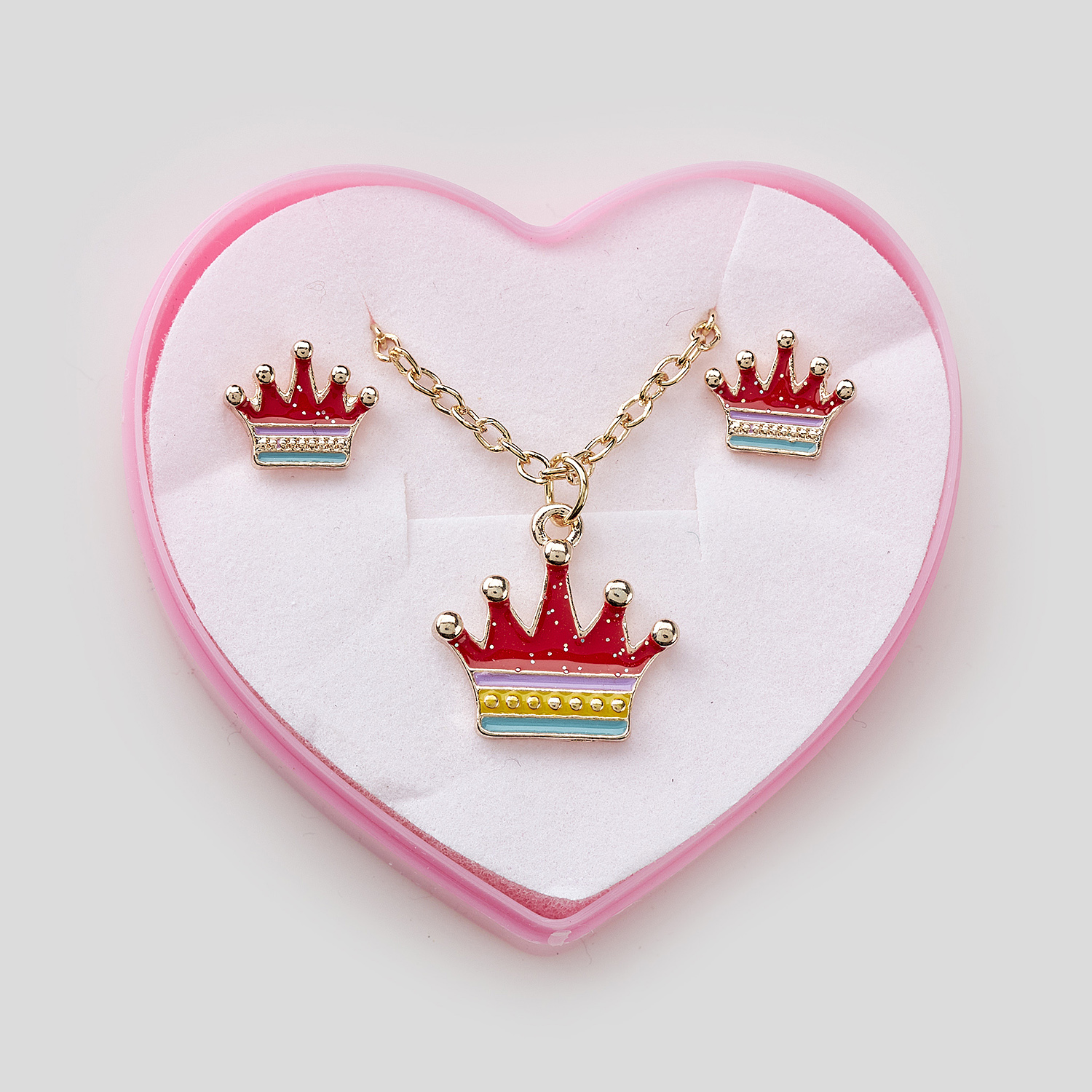 Sequoia Παιδικό Υποαλλεργικό Χάλκινο Set Σκουλαρίκι-Κολιέ Κορώνα