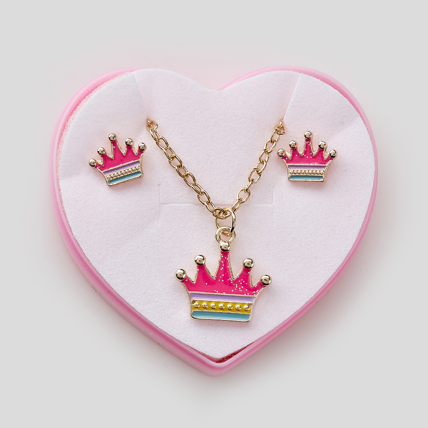 Sequoia Παιδικό Υποαλλεργικό Χάλκινο Set Σκουλαρίκι-Κολιέ Κορώνα